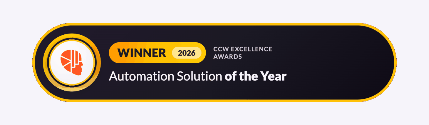 AmplifAI winner badge for Automation Solution of the Year at the 2026 CCW Excellence Awards