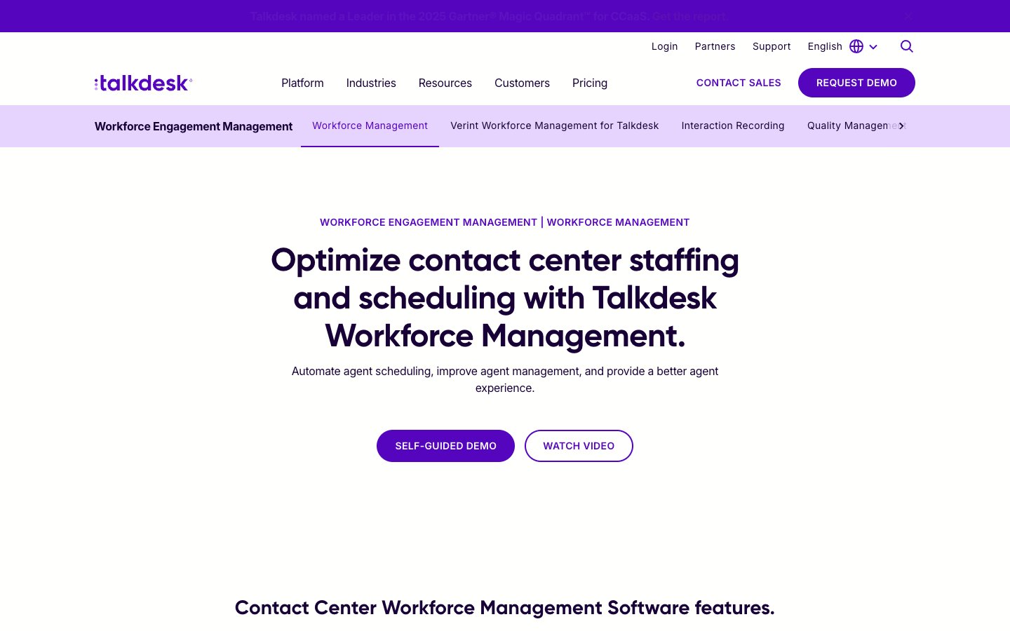 Talkdesk Workforce Management (WFM) Software