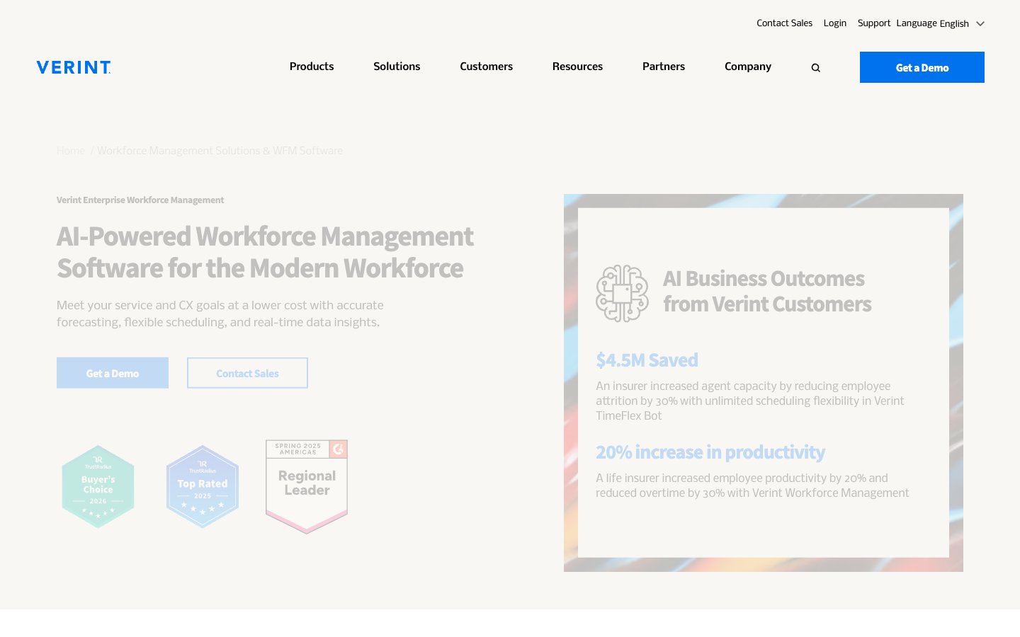 Verint Workforce Management (WFM) Software