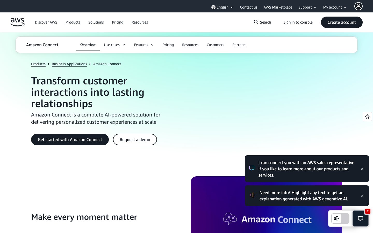 Amazon Connect Contact Center as a Service (CCaaS) Software